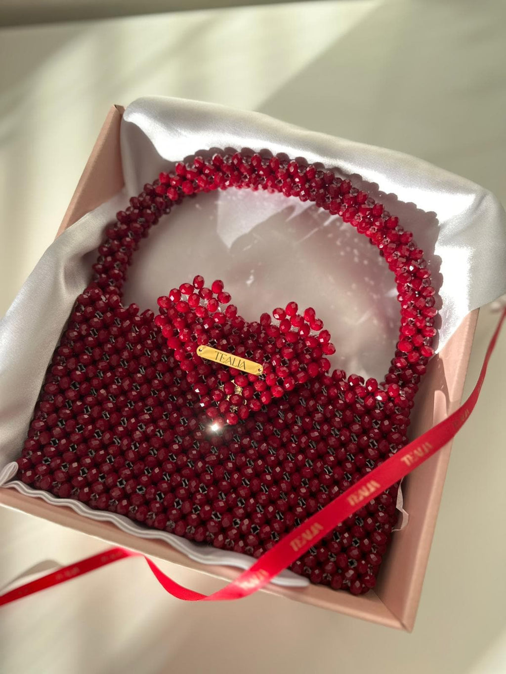 VALENTINA Red Crystal Beaded Bag