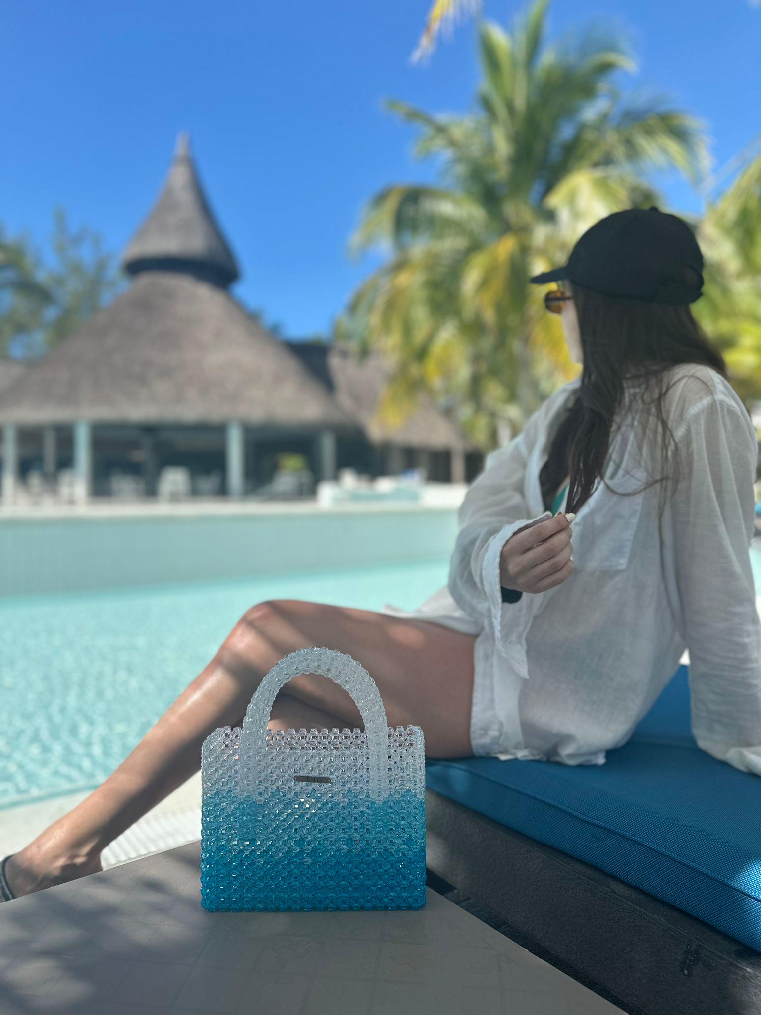 MAVI Acrylic Beaded Beach Ombre Bag