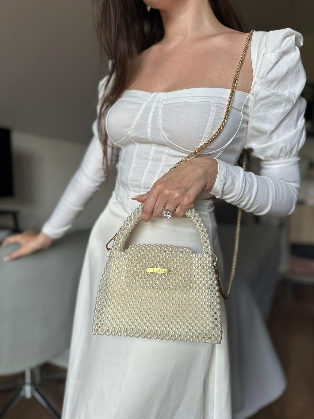 CLASSY Pearl Beaded Crossbody Bag
