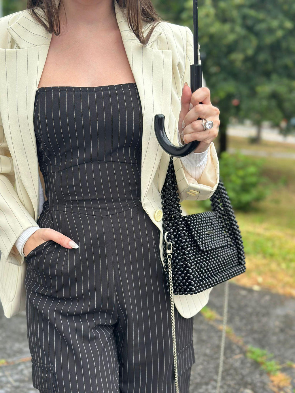 MELANIE Black Beaded Shoulder Bag