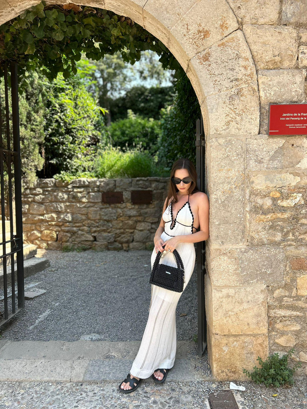 MELANIE Black Beaded Shoulder Bag