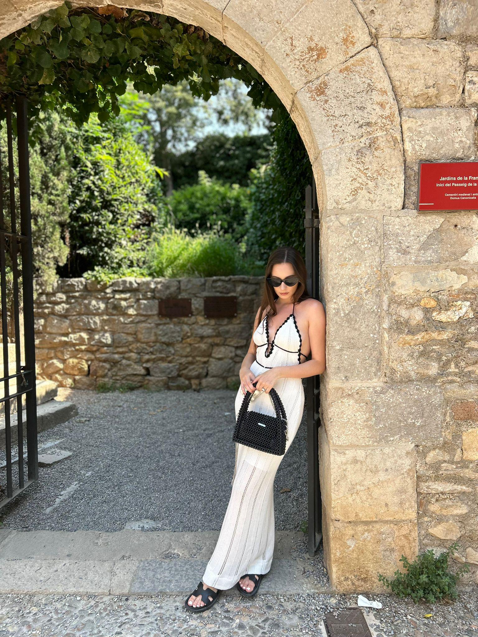 MELANIE Black Beaded Shoulder Bag