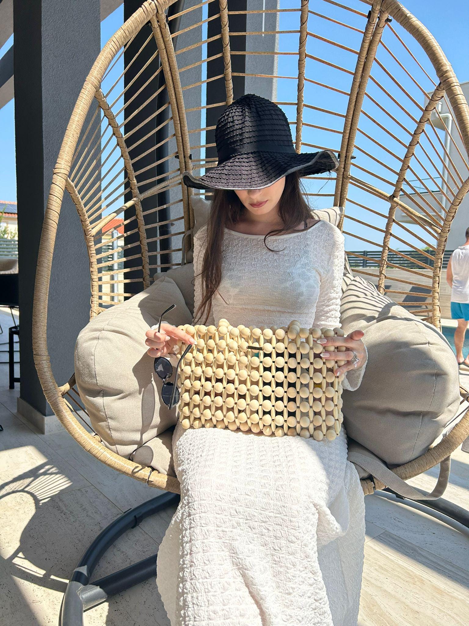 WAYANA Wooden Beaded Tote Bag