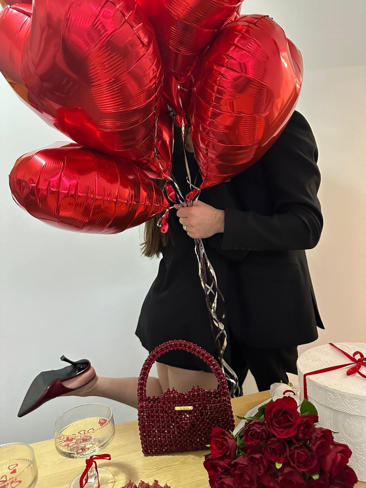 VALENTINA Red Crystal Beaded Bag