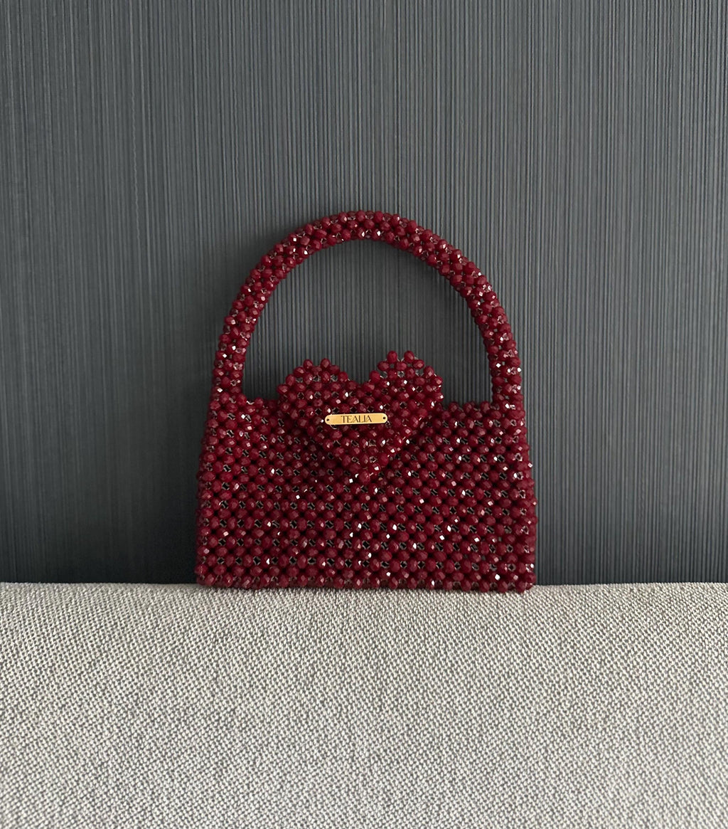 VALENTINA Red Crystal Beaded Bag