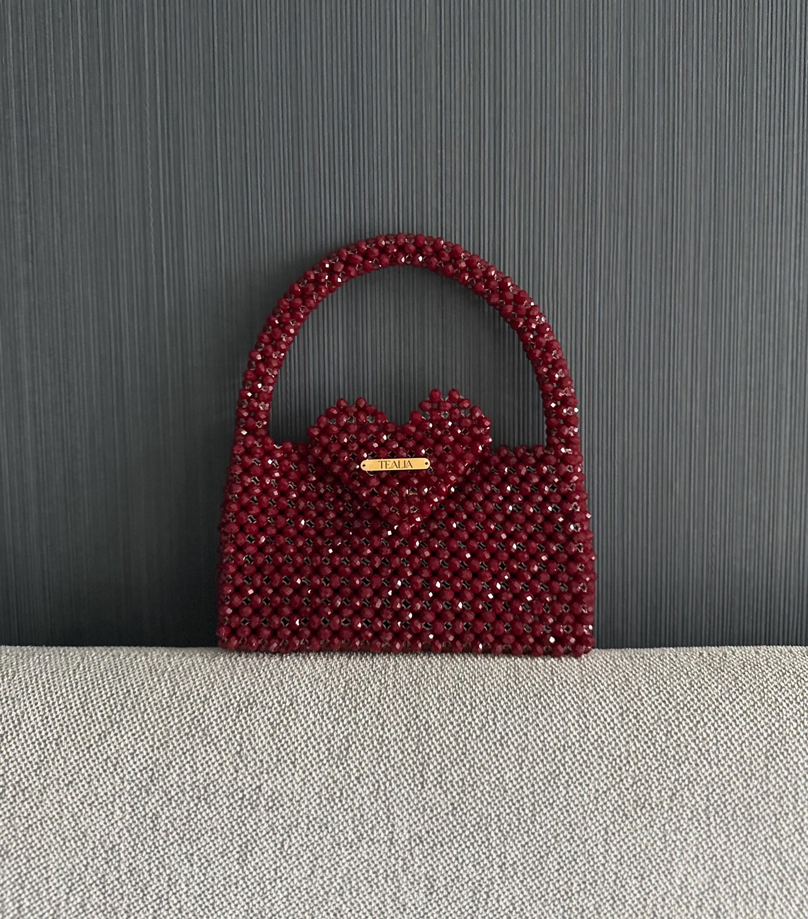VALENTINA Red Crystal Beaded Bag