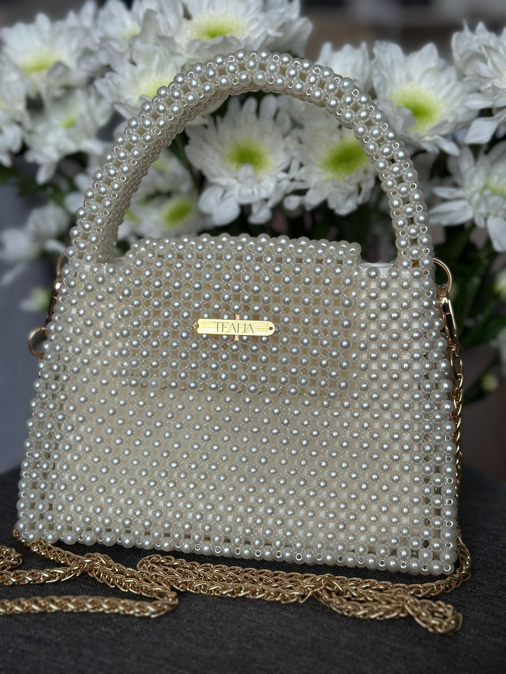 CLASSY Pearl Beaded Crossbody Bag