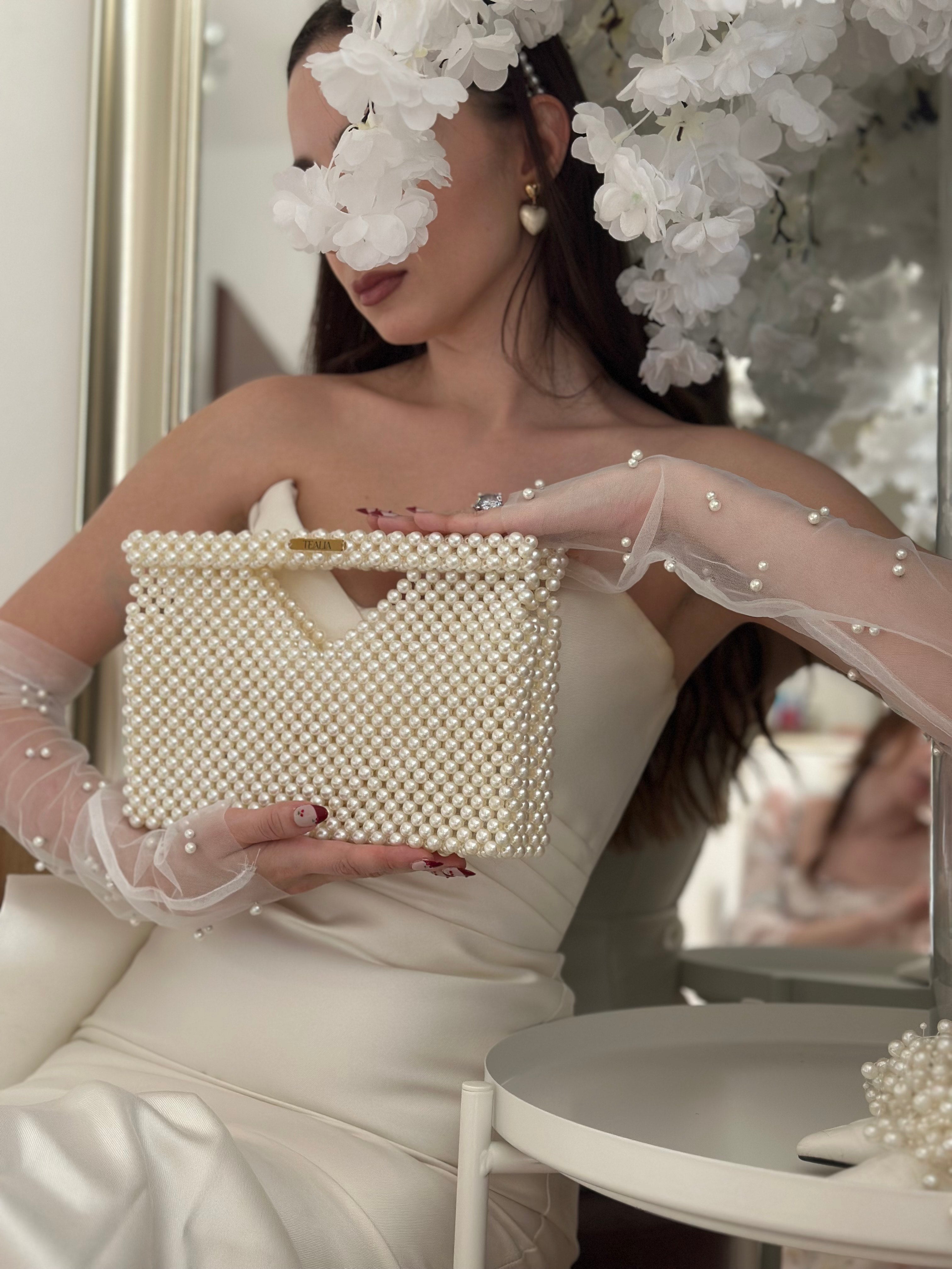 ALBA Pearl Beaded Bag - Wedding Clutch