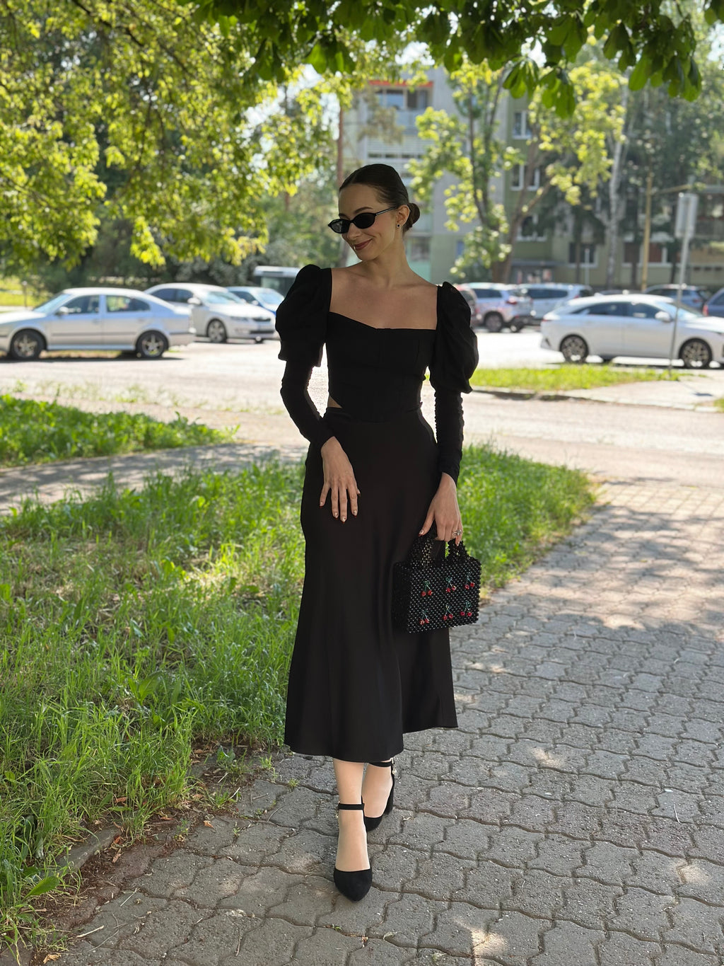 BERRIE Acrylic Beaded Bag with Cherries