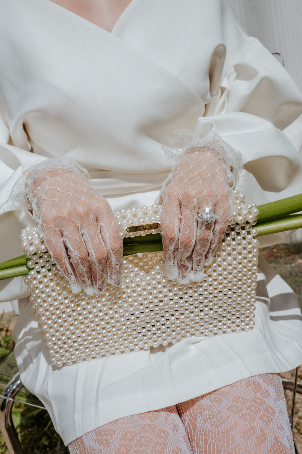 ALBA Pearl Beaded Bag - Wedding Clutch