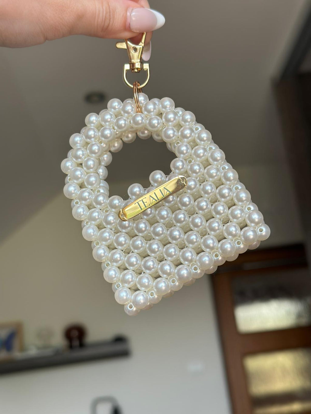 Pearl Beaded Bag Keychain