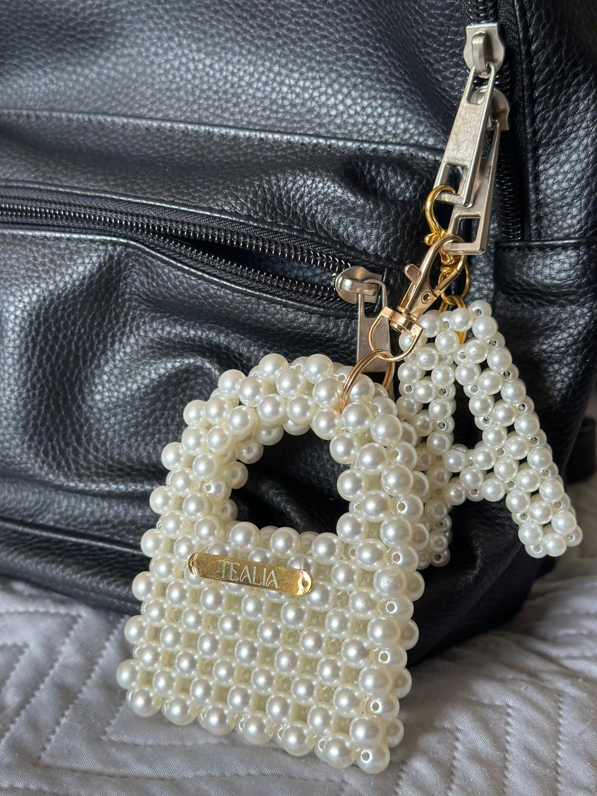 Pearl Beaded Bag Keychain