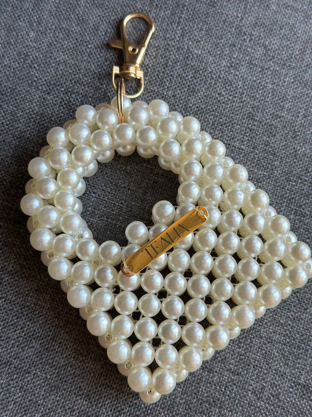 Pearl Beaded Bag Keychain