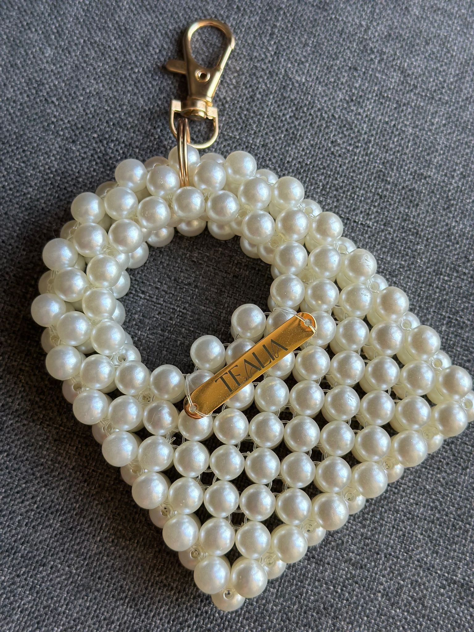 Pearl Beaded Bag Keychain
