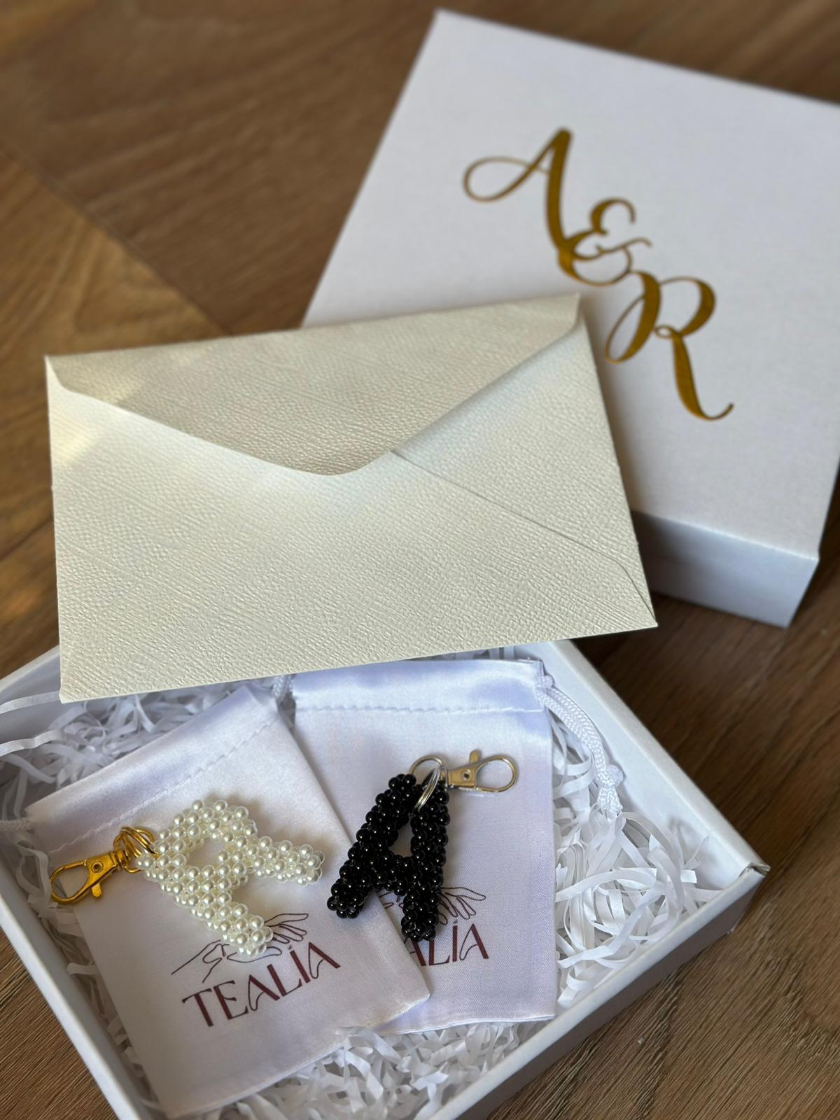 COUPLE BOX – Personalized Letter Keychains for Couples in Gift Box (one letter)