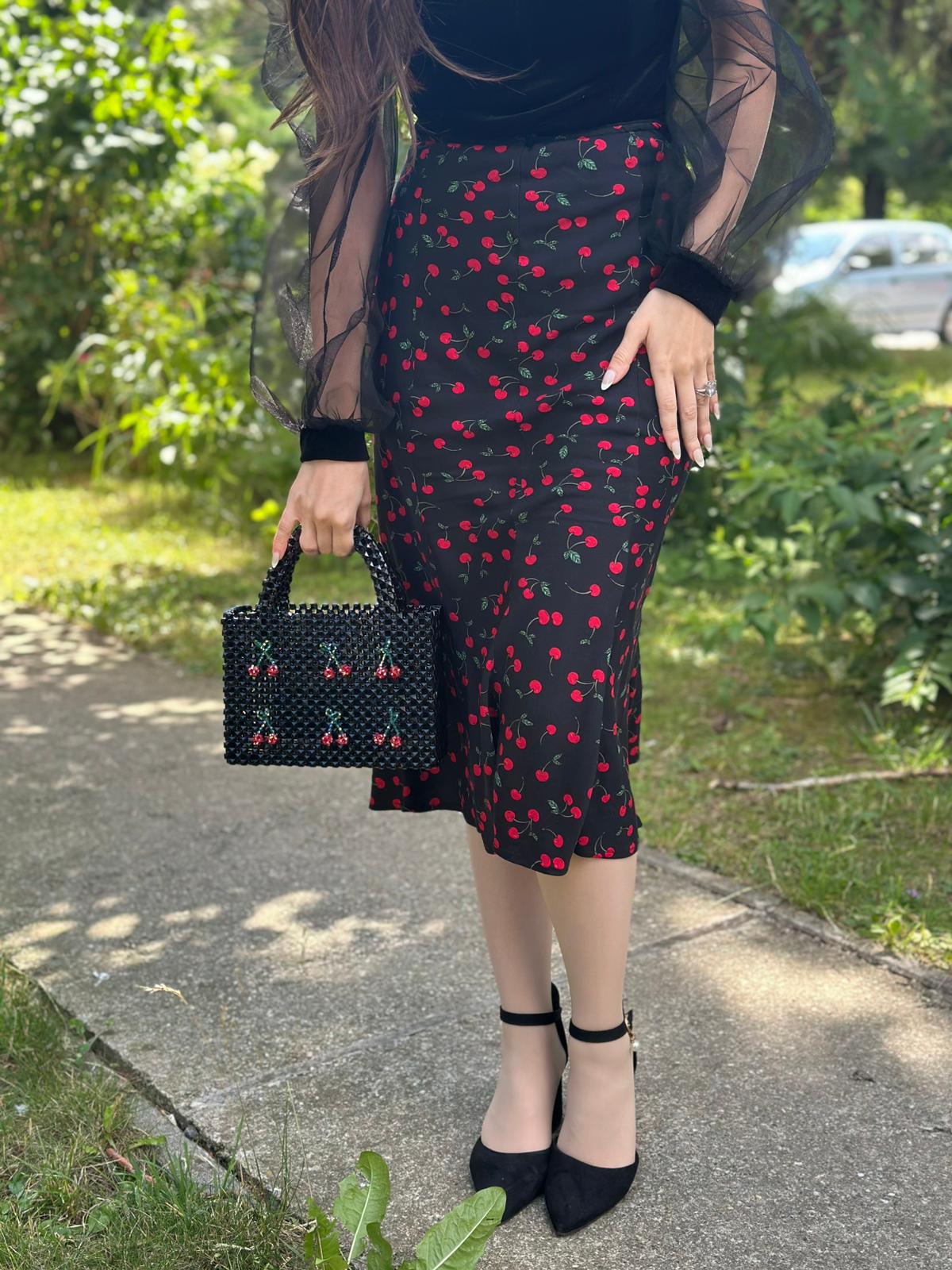 BERRIE Acrylic Beaded Bag with Cherries