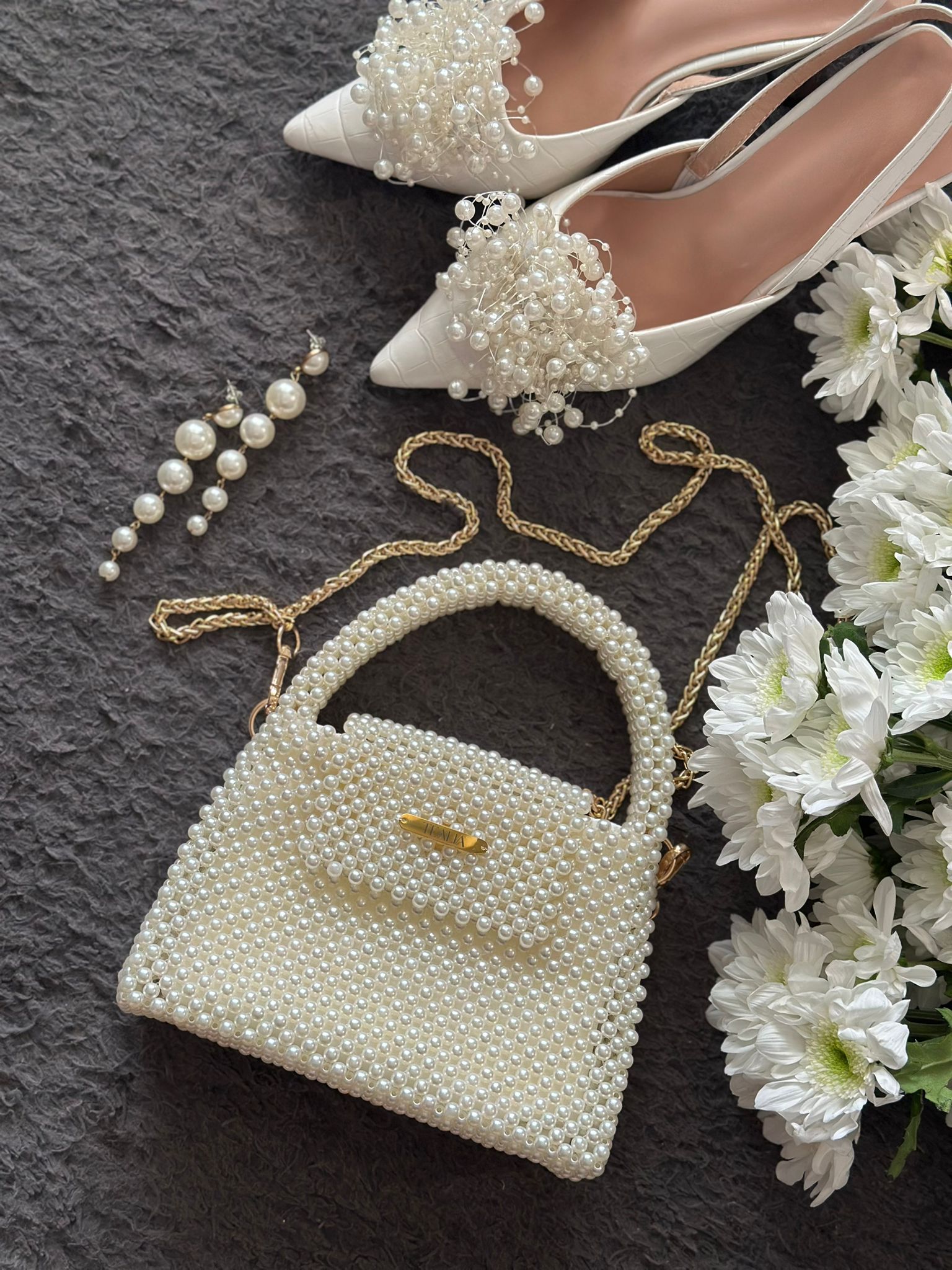 CLASSY Pearl Beaded Crossbody Bag