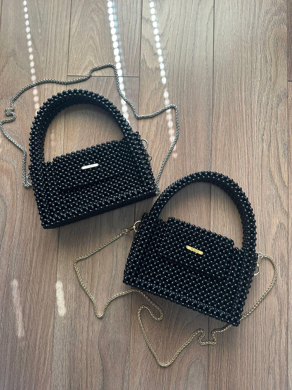 MELANIE Black Beaded Shoulder Bag