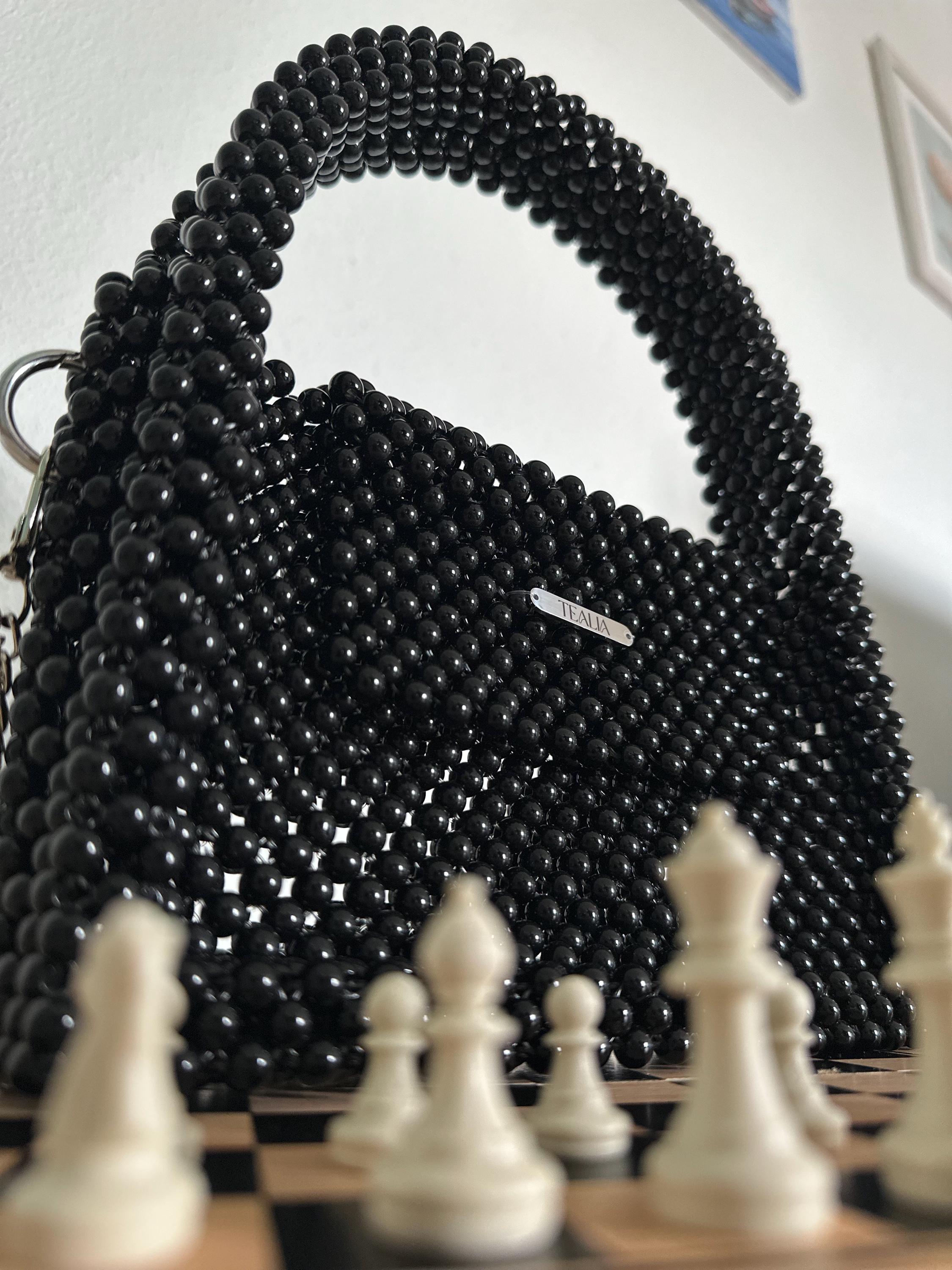MELANIE Black Beaded Shoulder Bag