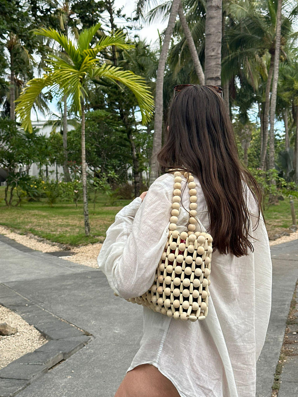 WAYANA Wooden Beaded Tote Bag