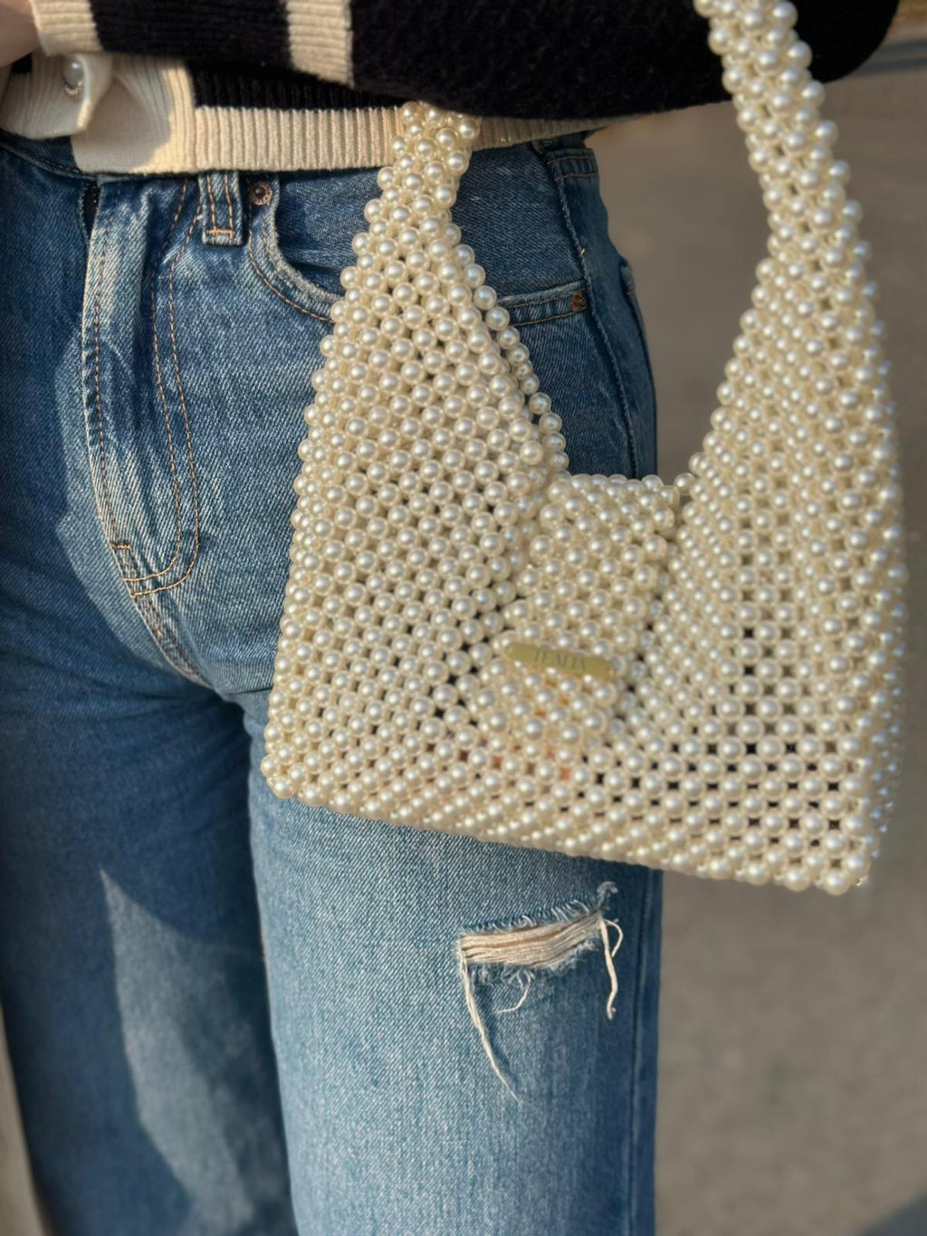 COCO Pearl Beaded Shoulder Bag
